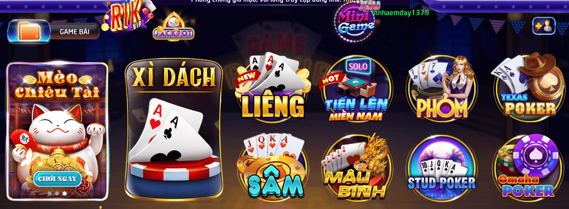 Các sảnh cược nổi bật của RIKVIP